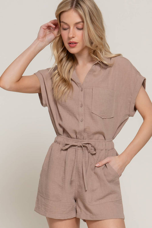 Dolman Short Sleeve Shirt & Shorts Linen Effect Set