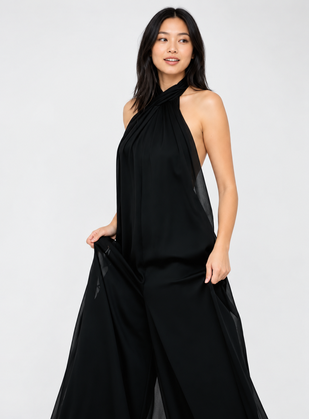 Noémie Chiffon Halter Jumpsuit