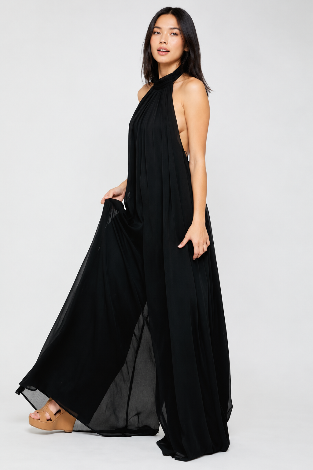 Noémie Chiffon Halter Jumpsuit