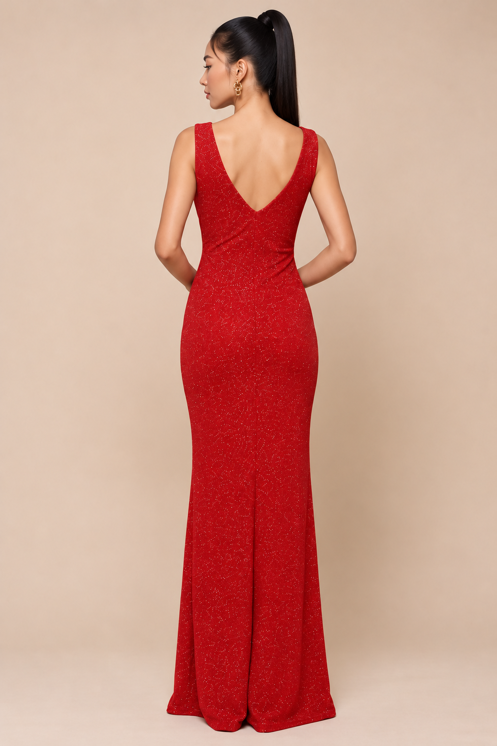 Aurelia Shimmer Plunge Maxi Dress